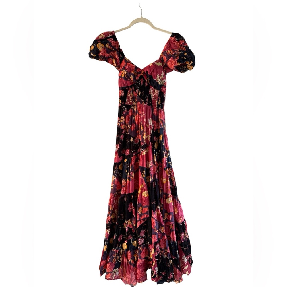 Free People Floral Maxi Dress in Red and Black
